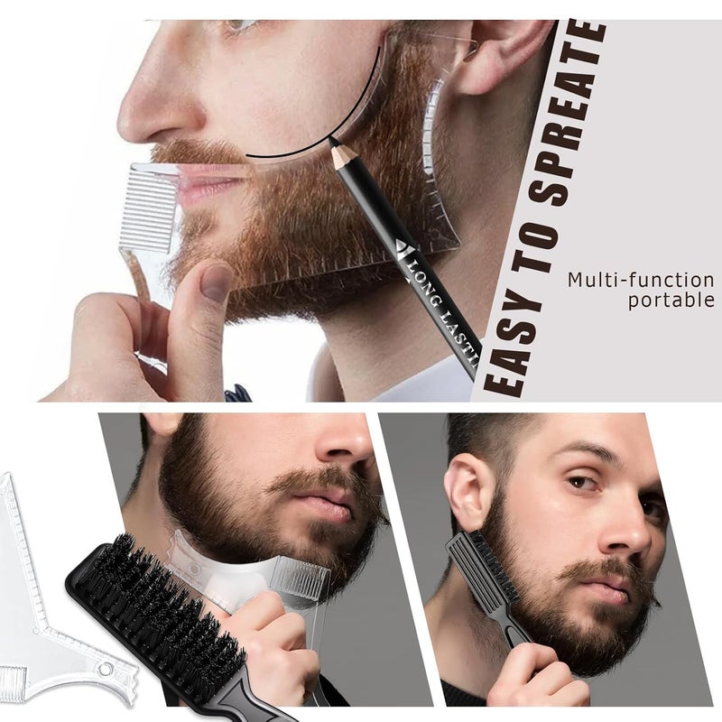 Noerrors Barber Pencil for Lineup Magic Hairline Beard Guide Shaping Pencils Barber Chalk for Design Hairline Razor Trace Black Brown White Barber Pencils Set with Sharpener Ruler Brush for Men - Image 5